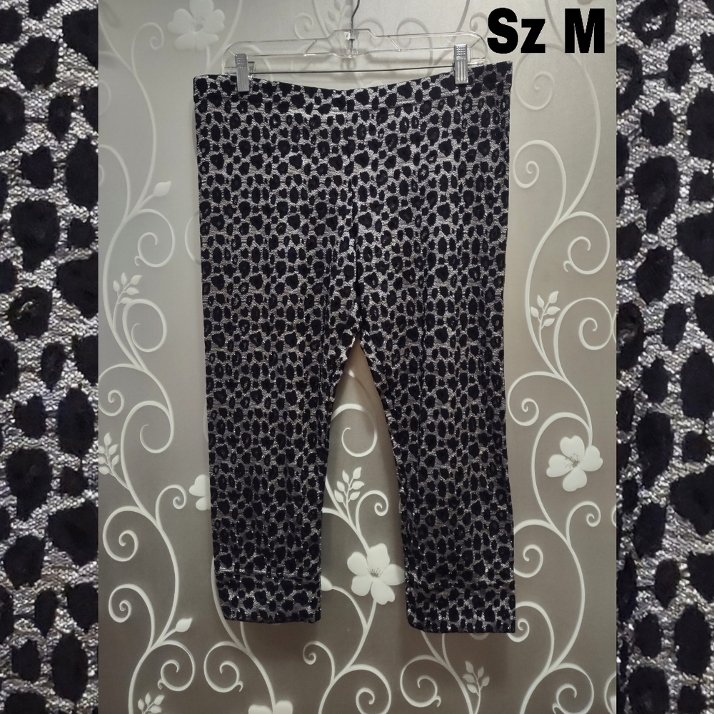 WOMENS SEXY SEE THROUGH LEOPARD CAPRI LEGGINGS SIZE M